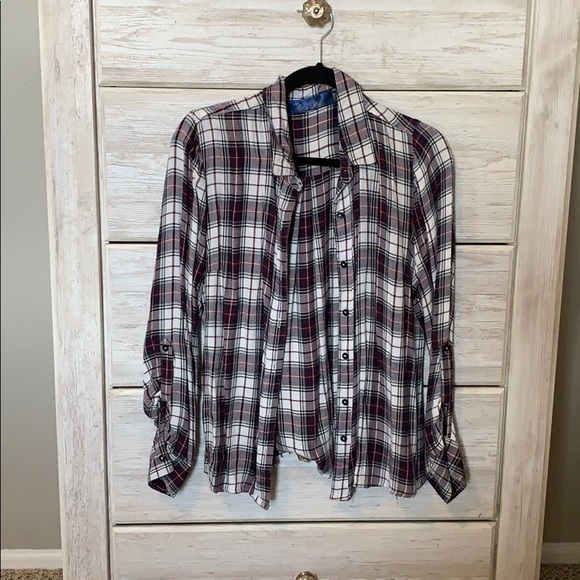 Plaid Button Down T Shirt - Picture 1 of 2